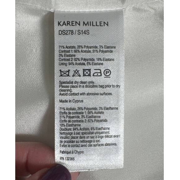 Karen Millen Sleeveless Abstract Print Sheath Dress Black White Gray Size 8 - Picture 6 of 14